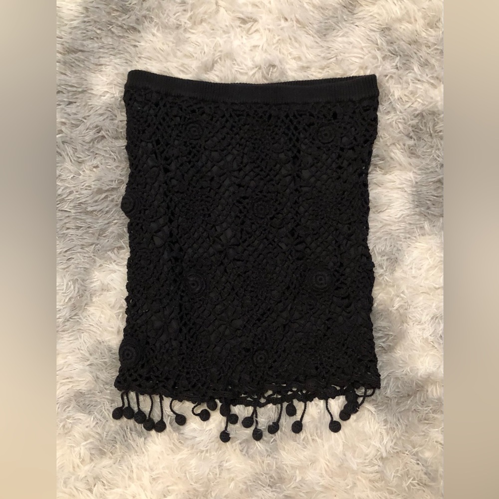 Elegant Black Crochet Skirt